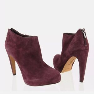 Sam Edelman Keaton Burgandy Purple Wine Suede Platform Ankle Boots Booties 6.5